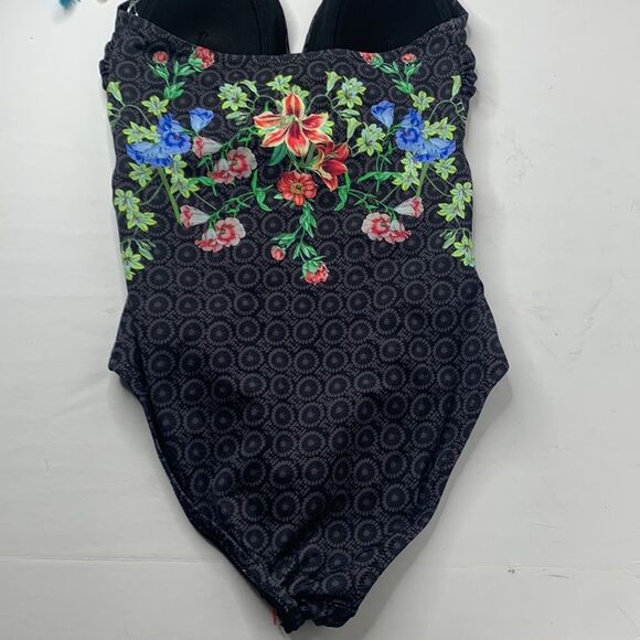 Johnny Was color twist black floral one-piece swimsuit NWT - Picture 9 of 11